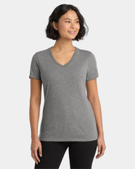 Custom recycled tri-blend women's v-neck tee - Aluminum Grey