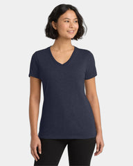 Custom recycled tri-blend women's v-neck tee - Night Sky Navy