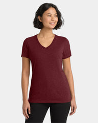 Custom recycled tri-blend women's v-neck tee - Vino Red