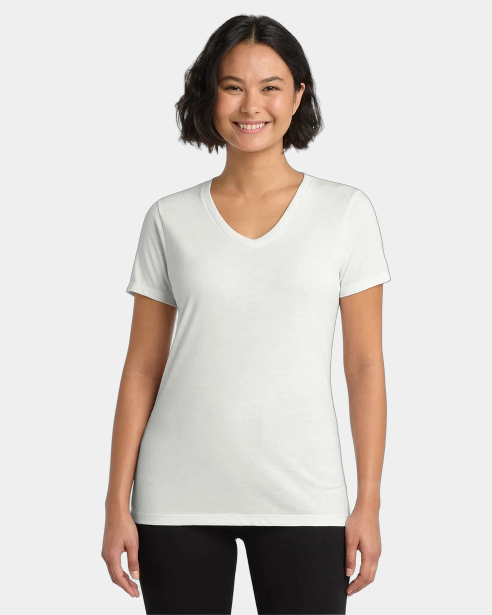 Custom recycled tri-blend women's v-neck tee - Fairly White