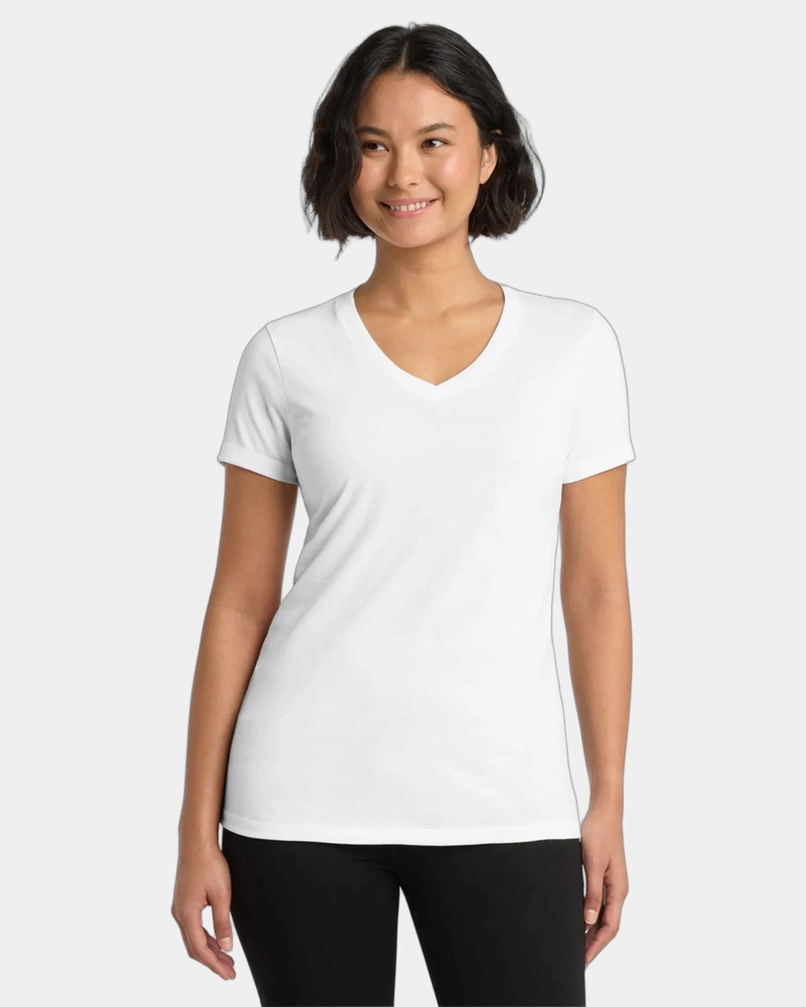 Custom recycled tri-blend women's v-neck tee - Bright White