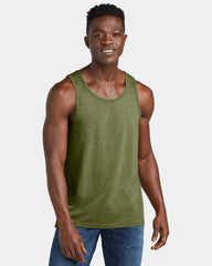 Custom recycled tri-blend tank top for teams - Olive You Green