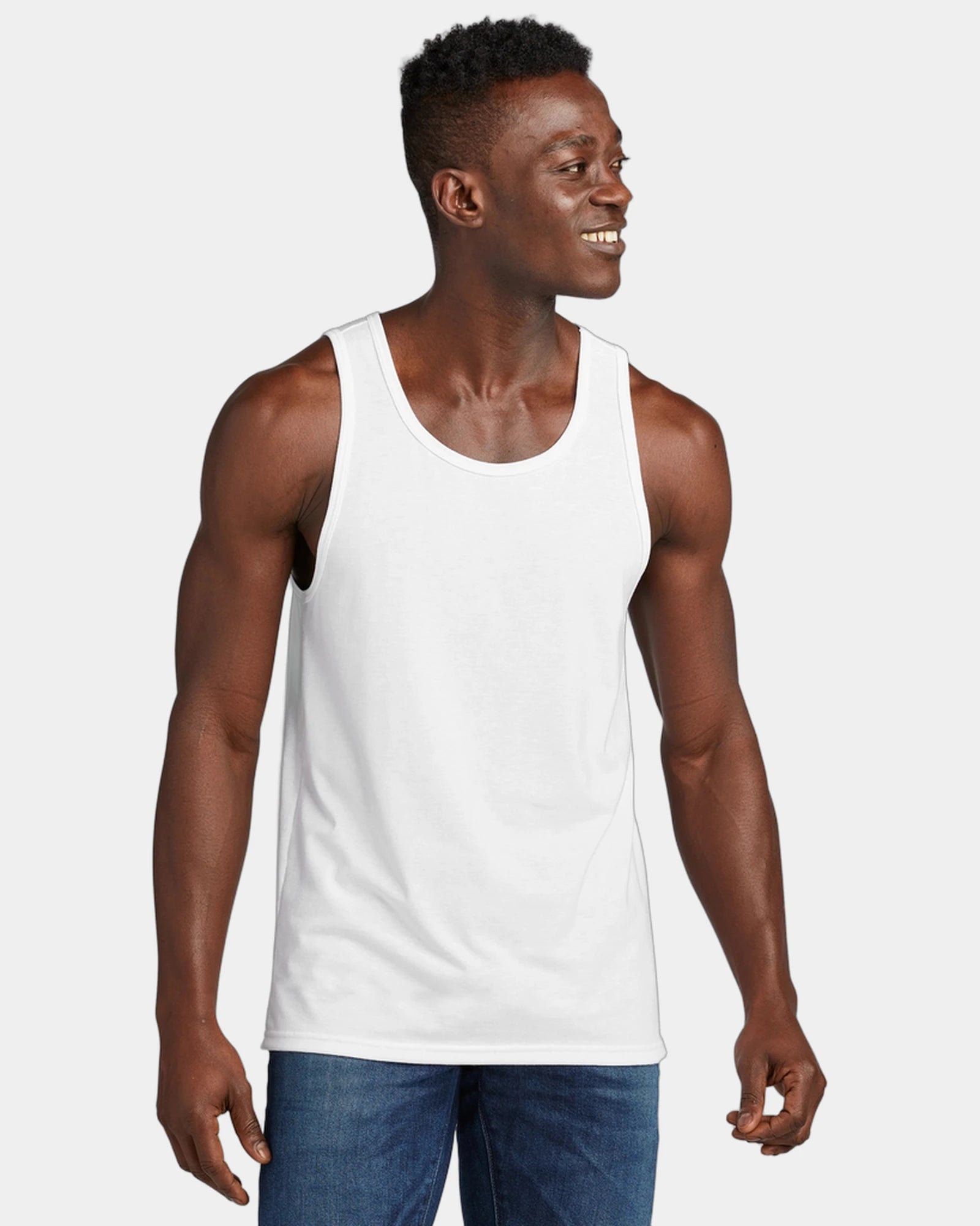 Custom recycled tri-blend tank top for teams - Bright White