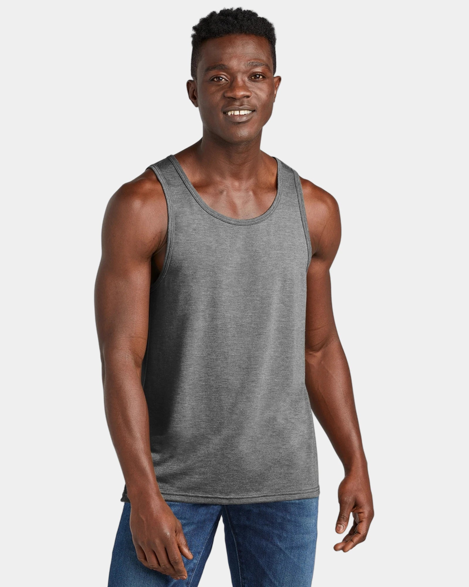 Custom recycled tri-blend tank top for teams - Aluminum Grey