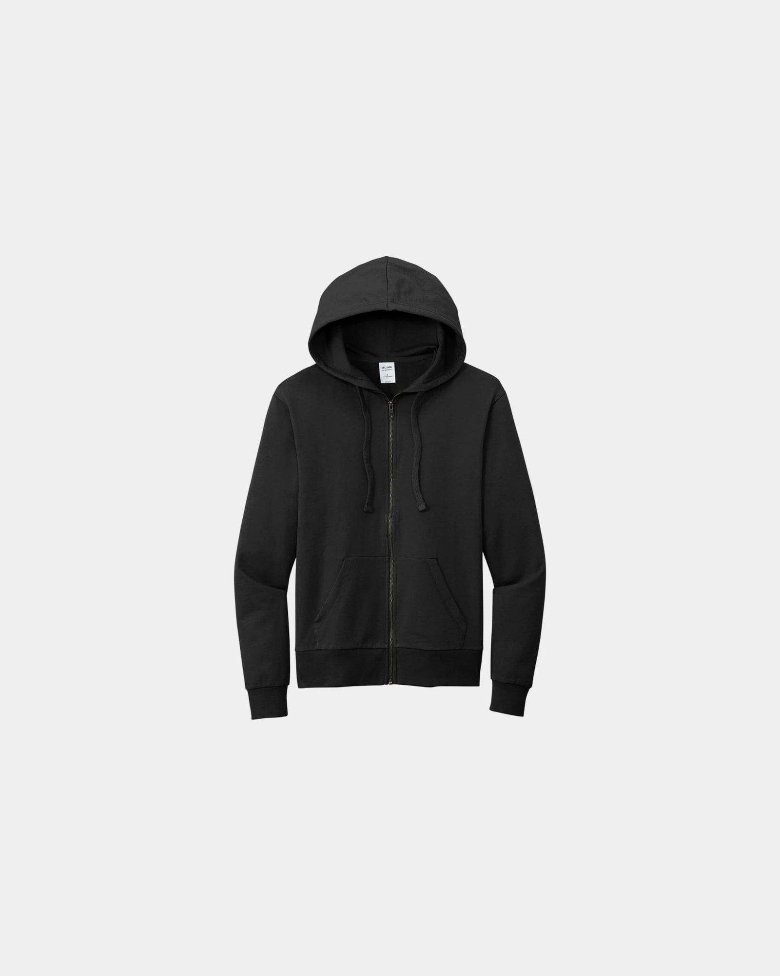 Custom organic cotton French terry full-zip hoodie - Deep Black