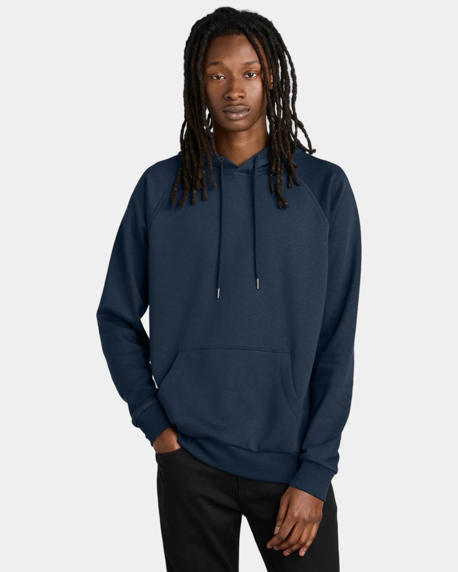 Custom organic cotton fleece pullover hoodie - Rebel Blue