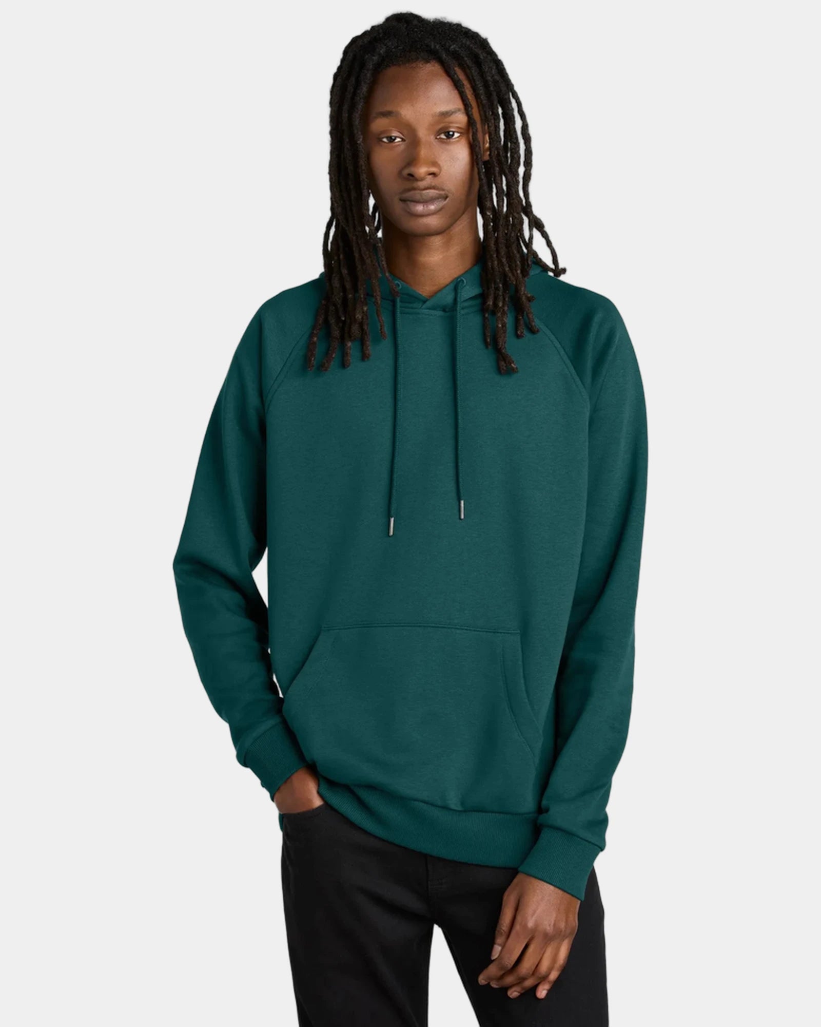 Custom organic cotton fleece pullover hoodie - Deep Sea Green