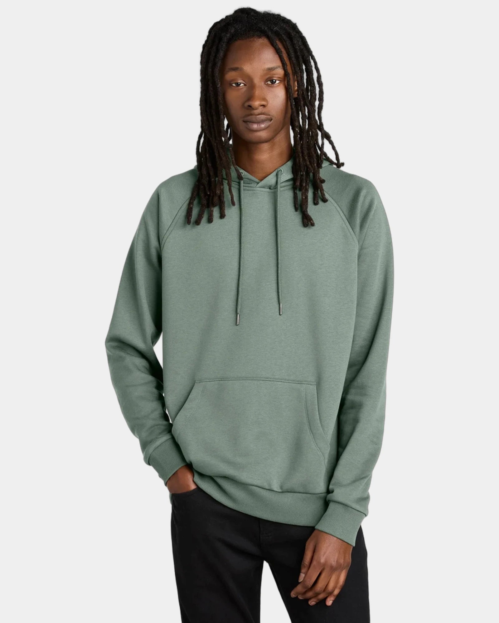 Custom organic cotton fleece pullover hoodie - Matcha Green
