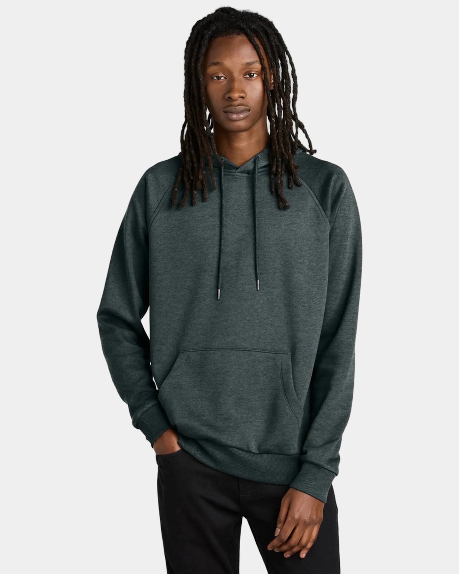 Custom organic cotton fleece pullover hoodie - Terrain Grey Heather