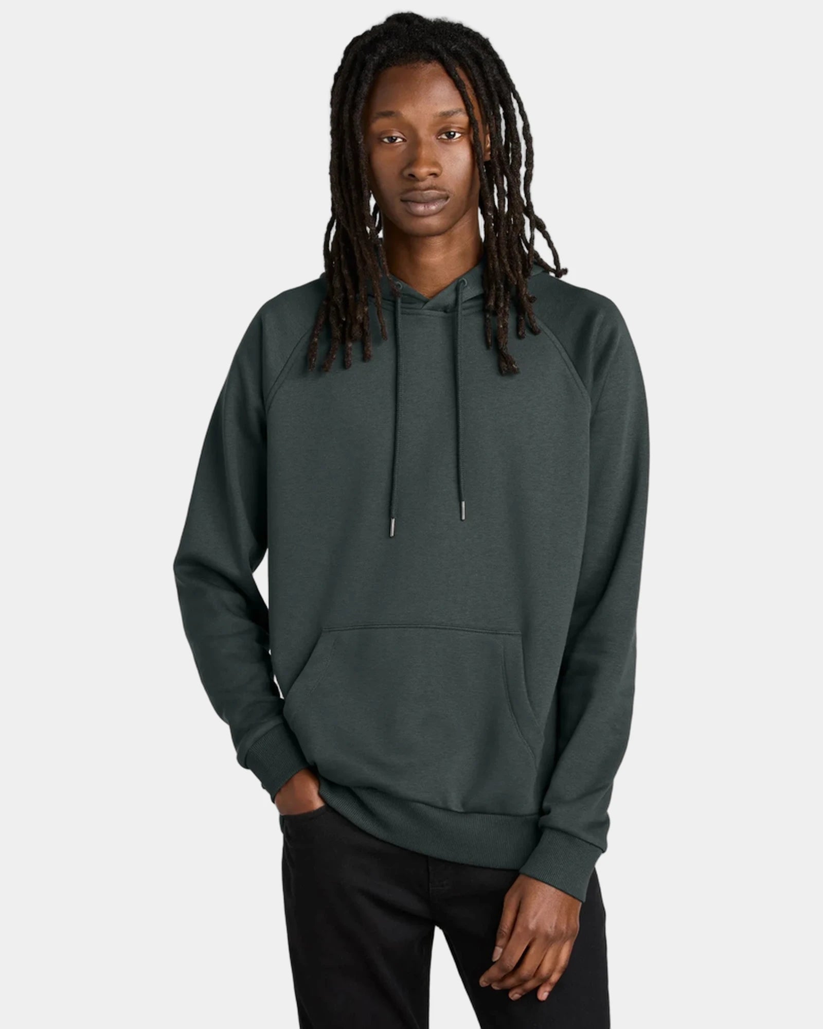 Custom organic cotton fleece pullover hoodie - Terrain Grey
