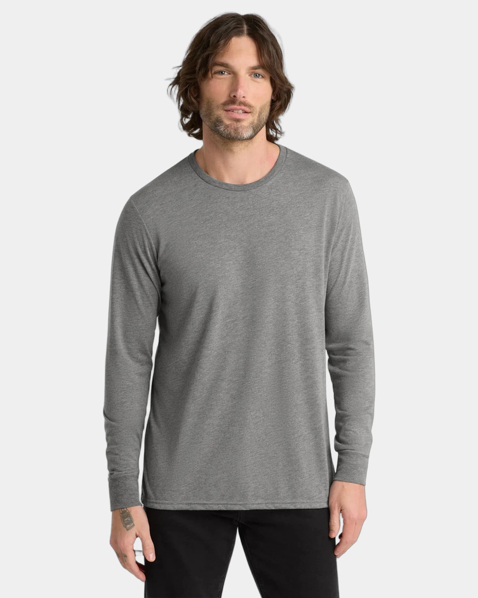 Custom recycled tri-blend long sleeve tee for teams - Aluminum Grey