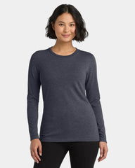 Custom recycled tri-blend women's long sleeve tee - Rebel Blue