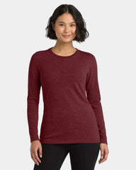 Custom recycled tri-blend women's long sleeve tee - Vino Red