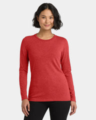 Custom recycled tri-blend women's long sleeve tee - Rise Up Red