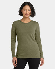 Custom recycled tri-blend women's long sleeve tee - Olive You Green