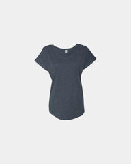 Custom triblend dolman women's t-shirt scoop neck tee - Vintage Navy