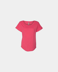 Custom triblend dolman women's t-shirt scoop neck tee - Vintage Shocking Pink