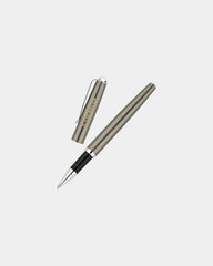 Custom brass rollerball pen with split metal clip - Gunmetal
