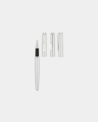 Custom brass rollerball pen with split metal clip - Silver