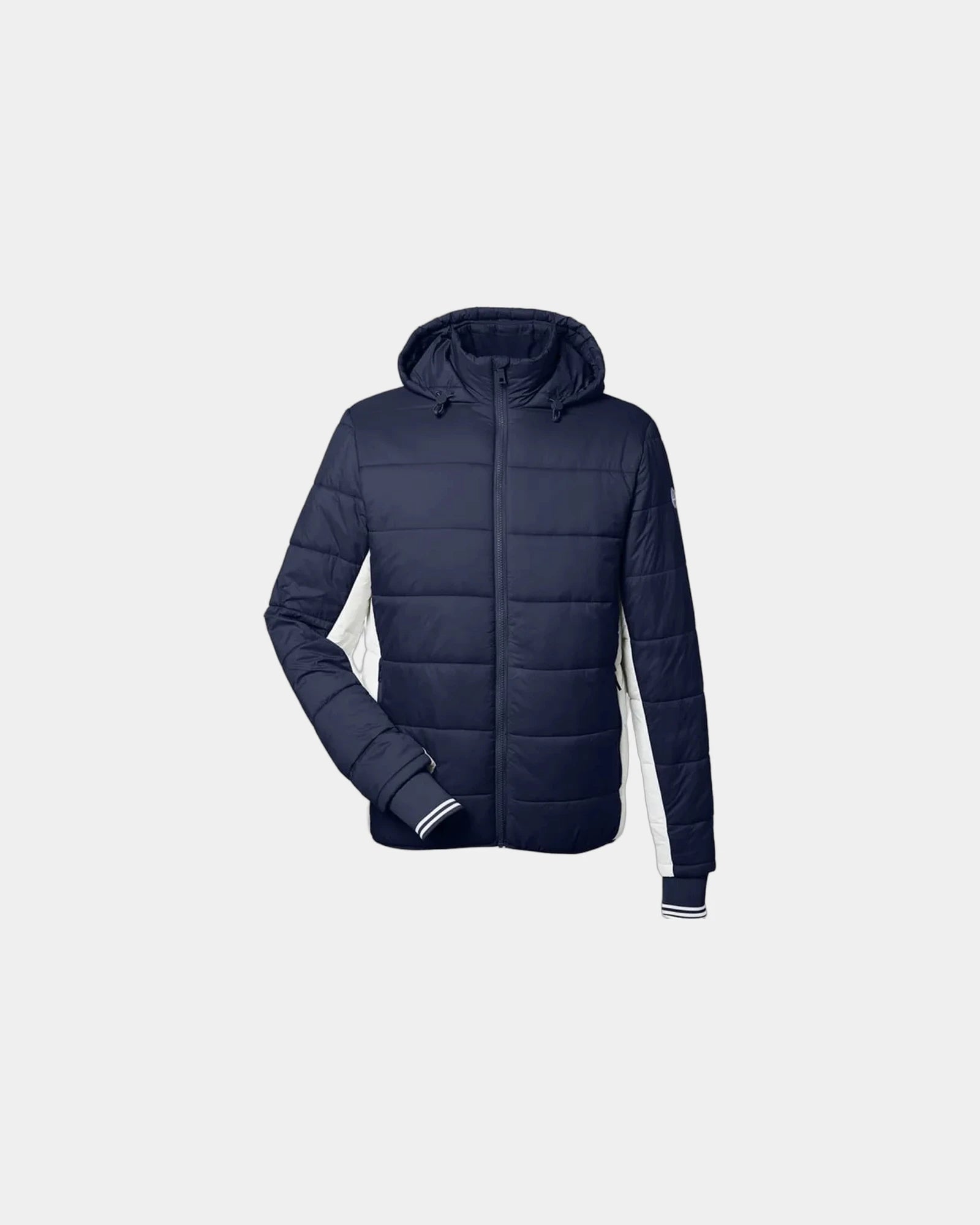 Custom packable puffer jacket for companies and teams - Navy/Antique White