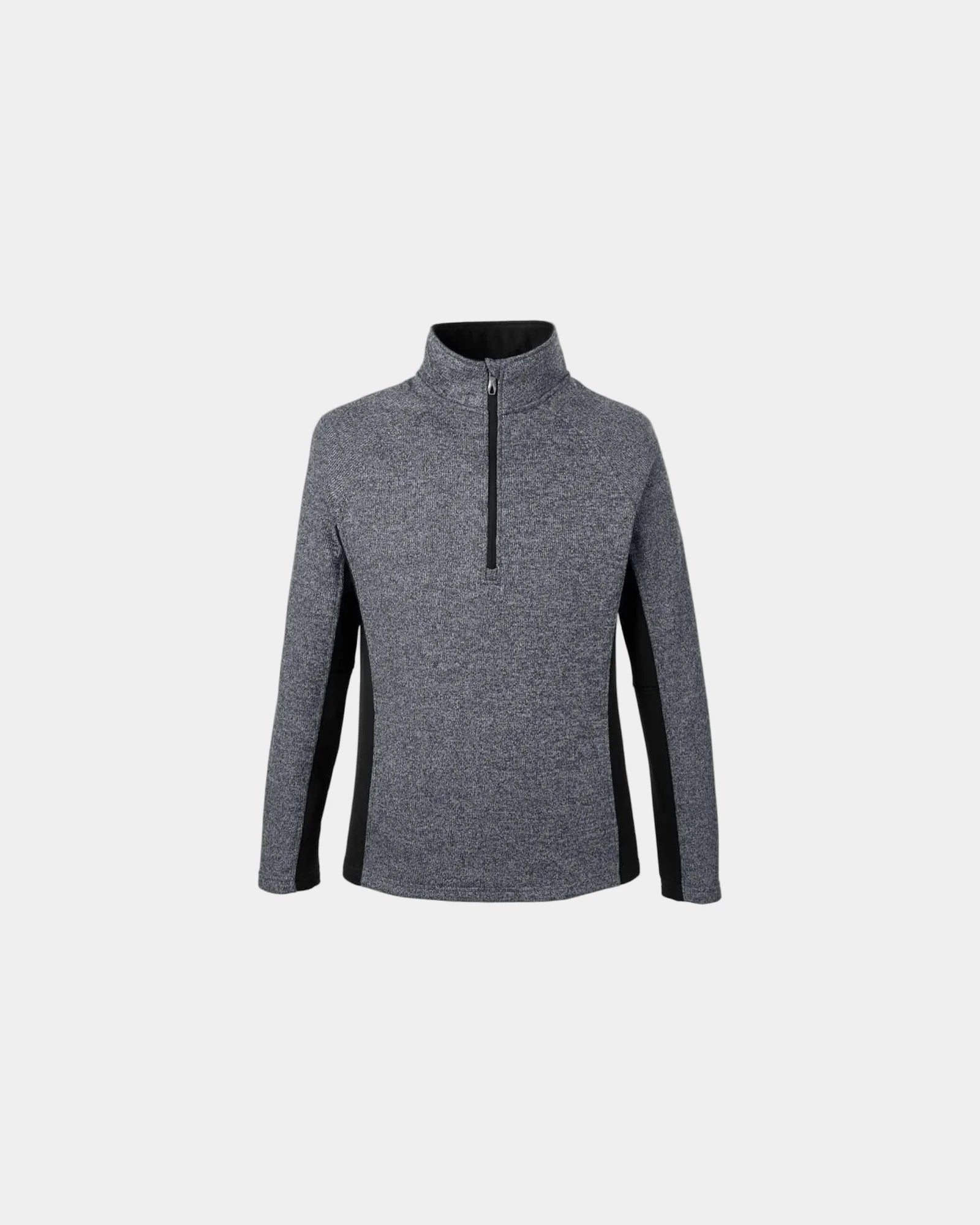 Custom half-zip sweater fleece-bonded men's pullover - Black Heather/Black