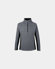 Custom half-zip sweater fleece-bonded men's pullover - Black Heather/Black