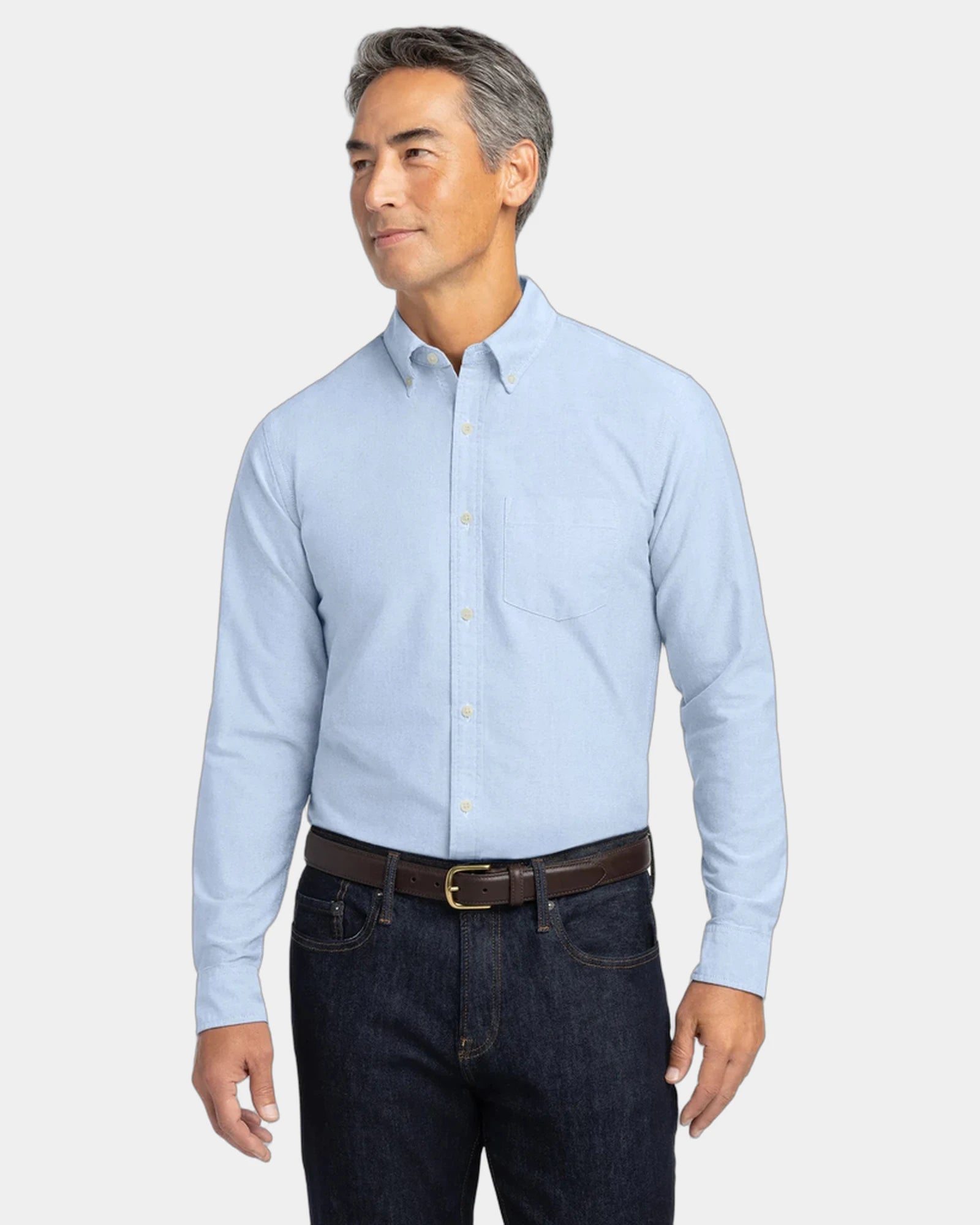 Custom cotton oxford cloth dress shirt for business - Newport Blue