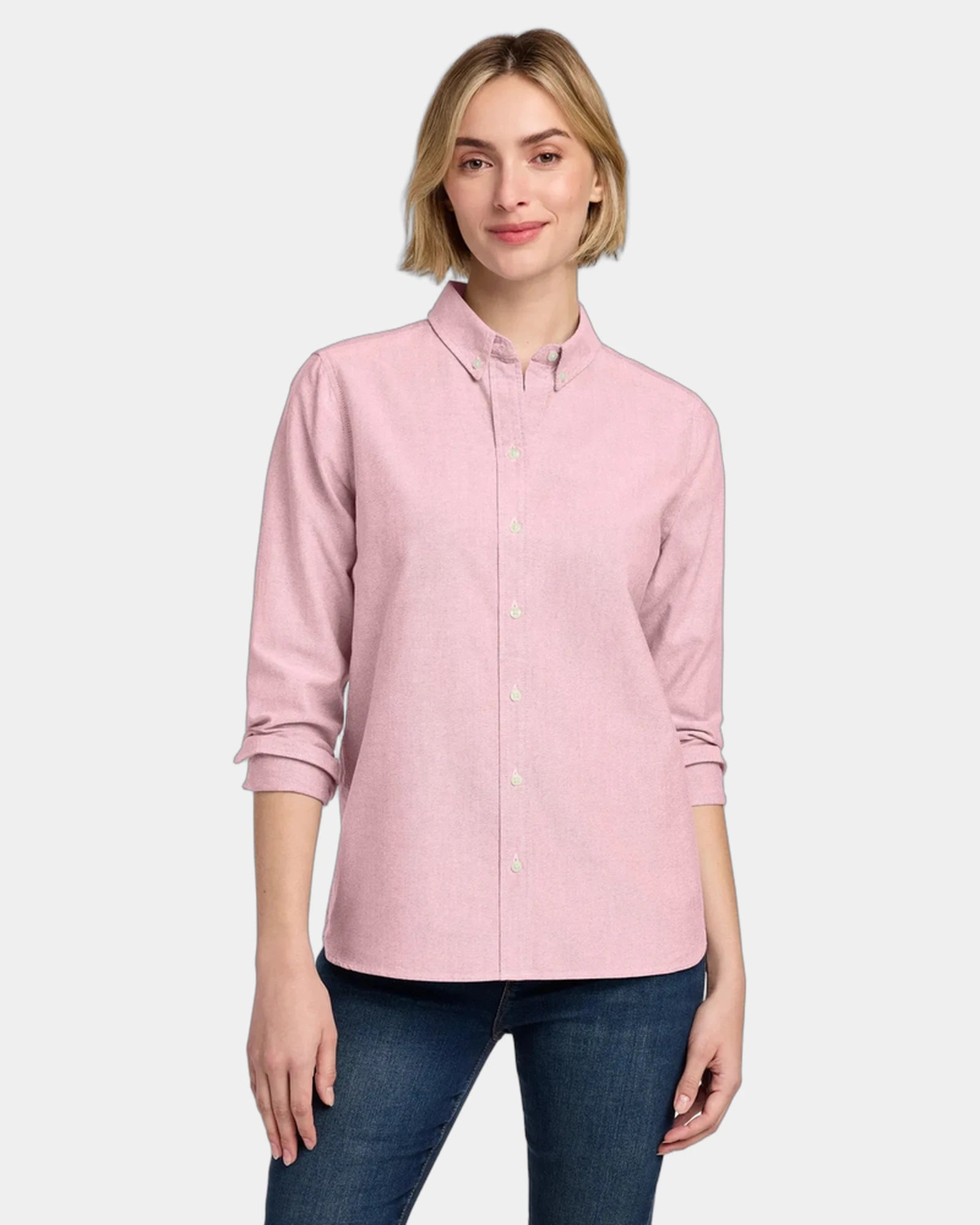 Custom cotton oxford women's casual dress shirt - Soft Pink