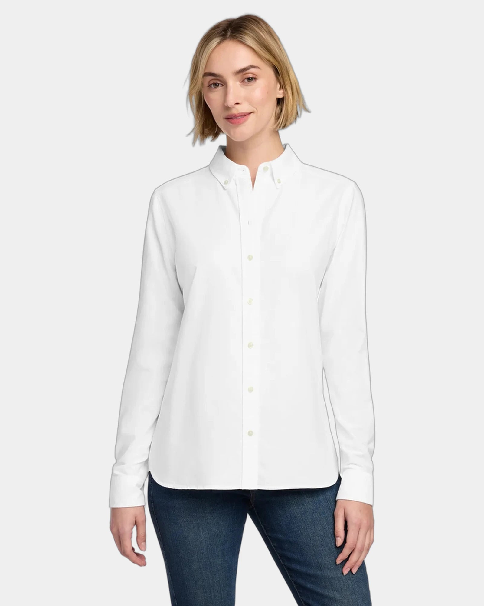 Custom cotton oxford women's casual dress shirt - White