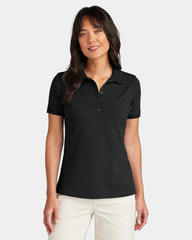 Custom pima cotton pique polo for women, 6.5 oz - Deep Black