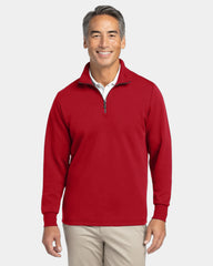 Custom double-knit quarter-zip pullover jacket - Rich Red