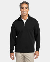 Custom double-knit quarter-zip pullover jacket - Deep Black