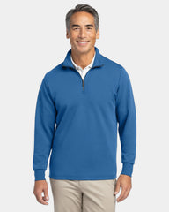 Custom double-knit quarter-zip pullover jacket - Charter Blue