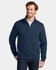 Custom diamond quilt 1/4-zip pullover fleece jacket - Navy Blazer
