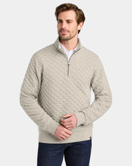 Custom diamond quilt 1/4-zip pullover fleece jacket - Oatmeal Heather