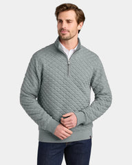 Custom diamond quilt 1/4-zip pullover fleece jacket - Light Shadow Grey Heather