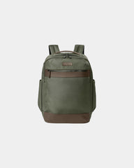 Branded polyester laptop backpack with leather trim - Noble Green