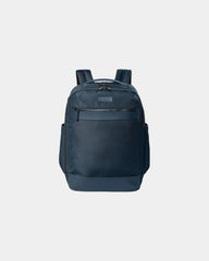 Branded polyester laptop backpack with leather trim - Navy Blazer