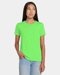 Custom heather CVC youth tee for kids promotions - Neon Green