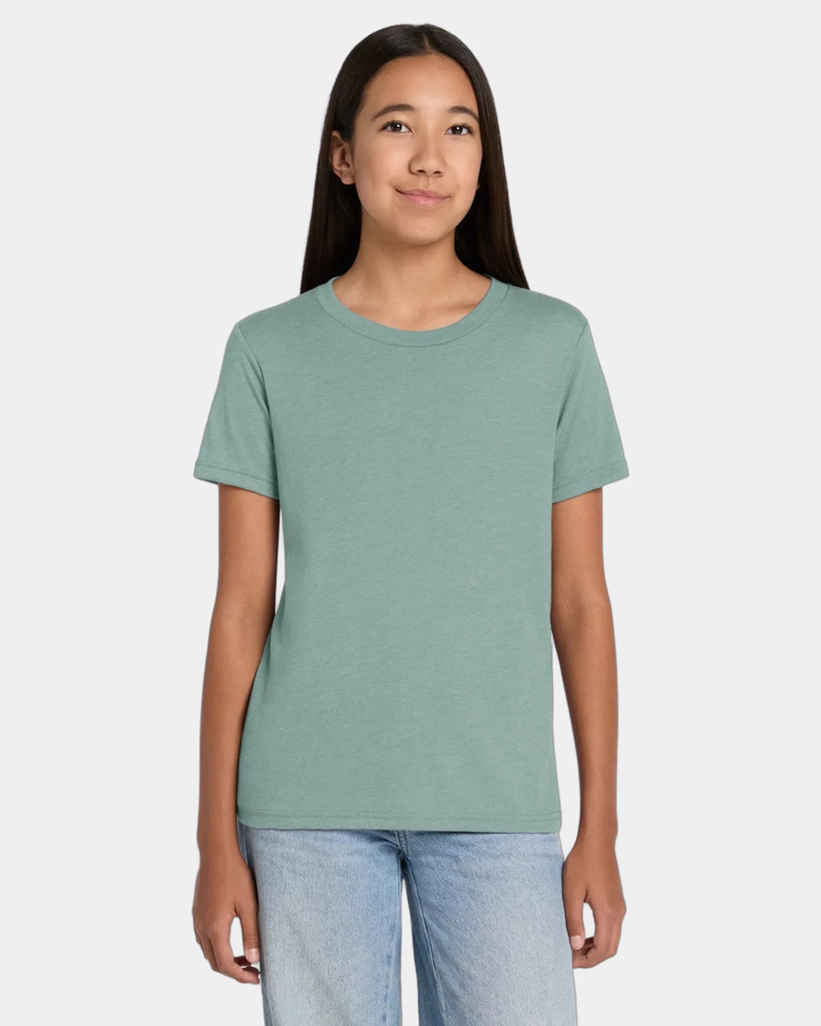 Custom heather CVC youth tee for kids promotions - Heather Dusty Blue