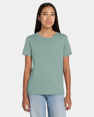 Custom heather CVC youth tee for kids promotions - Heather Dusty Blue