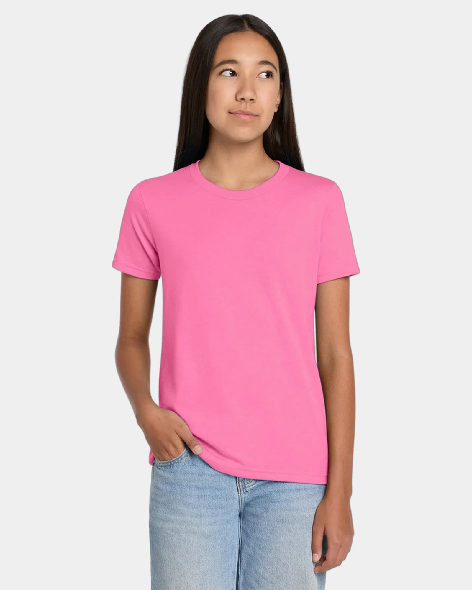 Custom heather CVC youth tee for kids promotions - Neon Pink