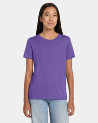 Custom heather CVC youth tee for kids promotions - Heather Team Purple