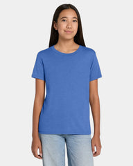 Custom heather CVC youth tee for kids promotions - Heather Columbia Blue