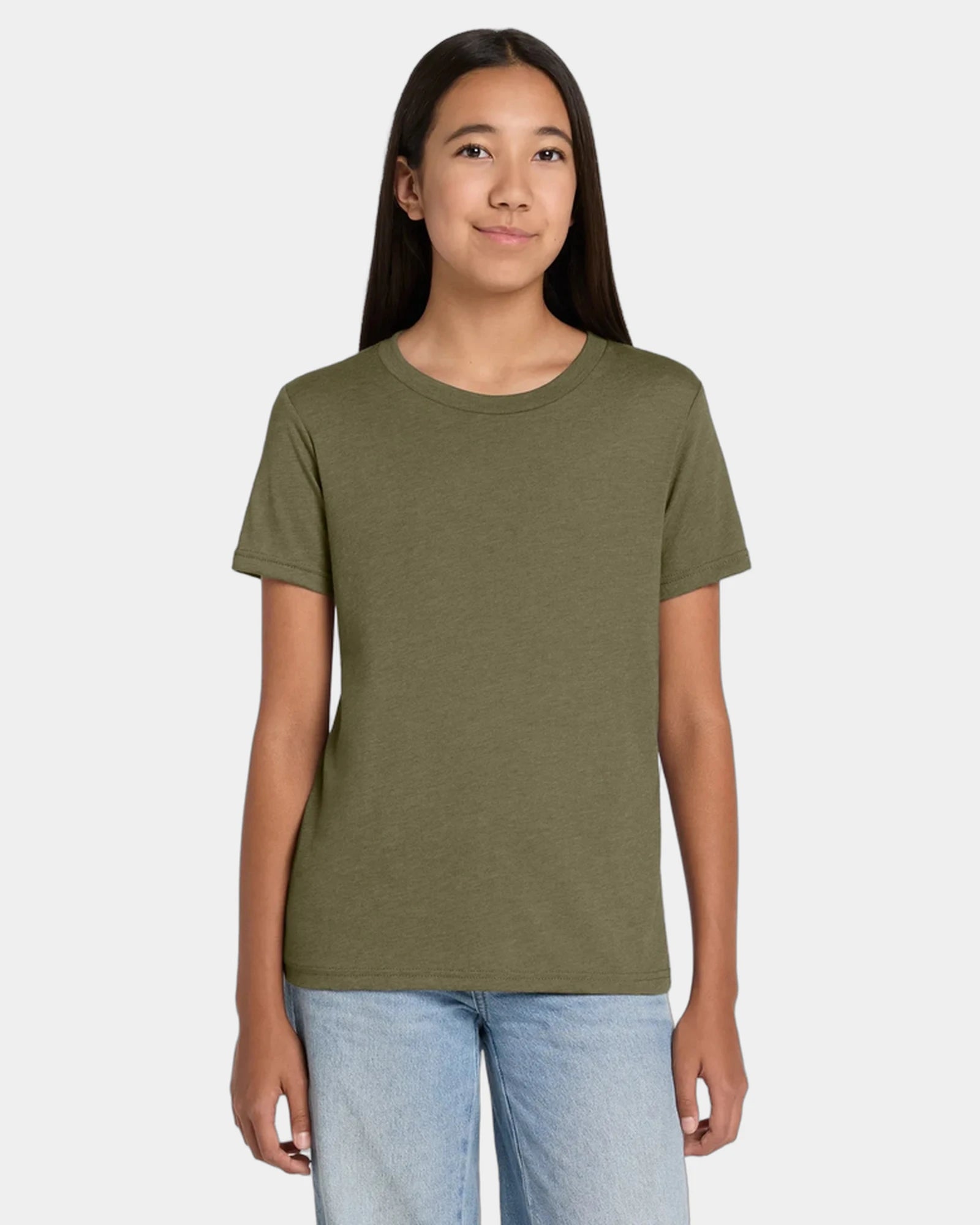 Custom heather CVC youth tee for kids promotions - Heather Olive