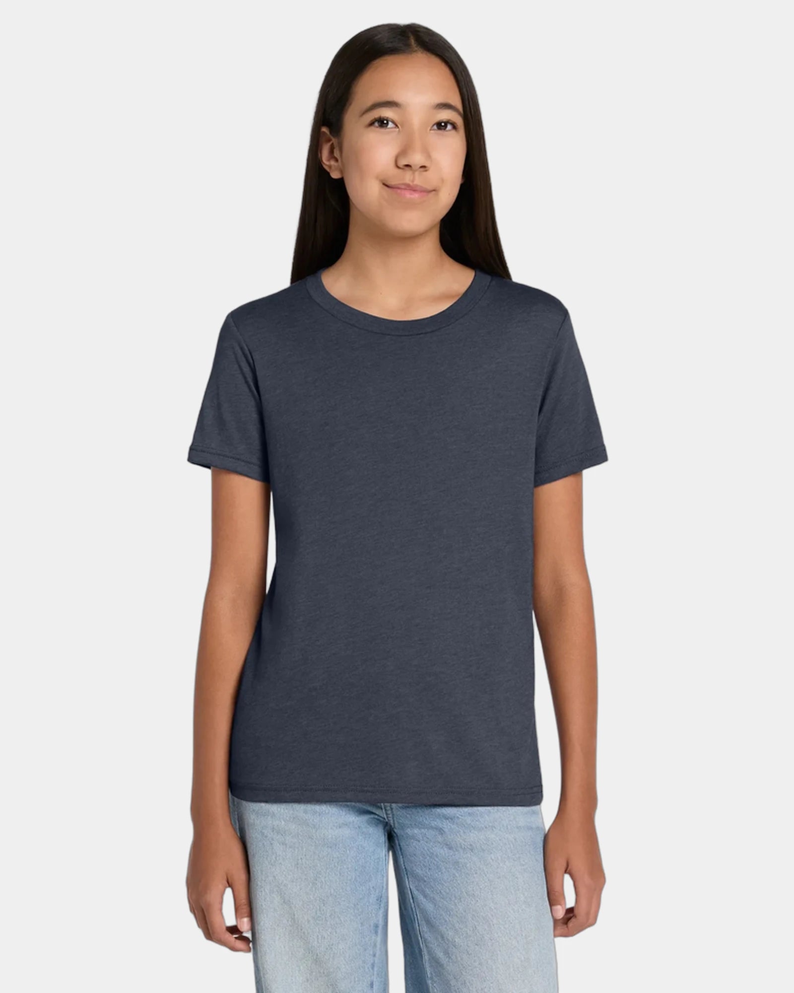 Custom heather CVC youth tee for kids promotions - Heather Navy