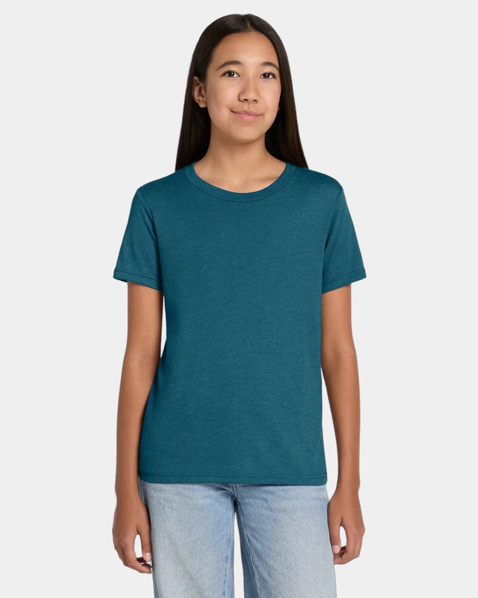 Custom heather CVC youth tee for kids promotions - Heather Deep Teal