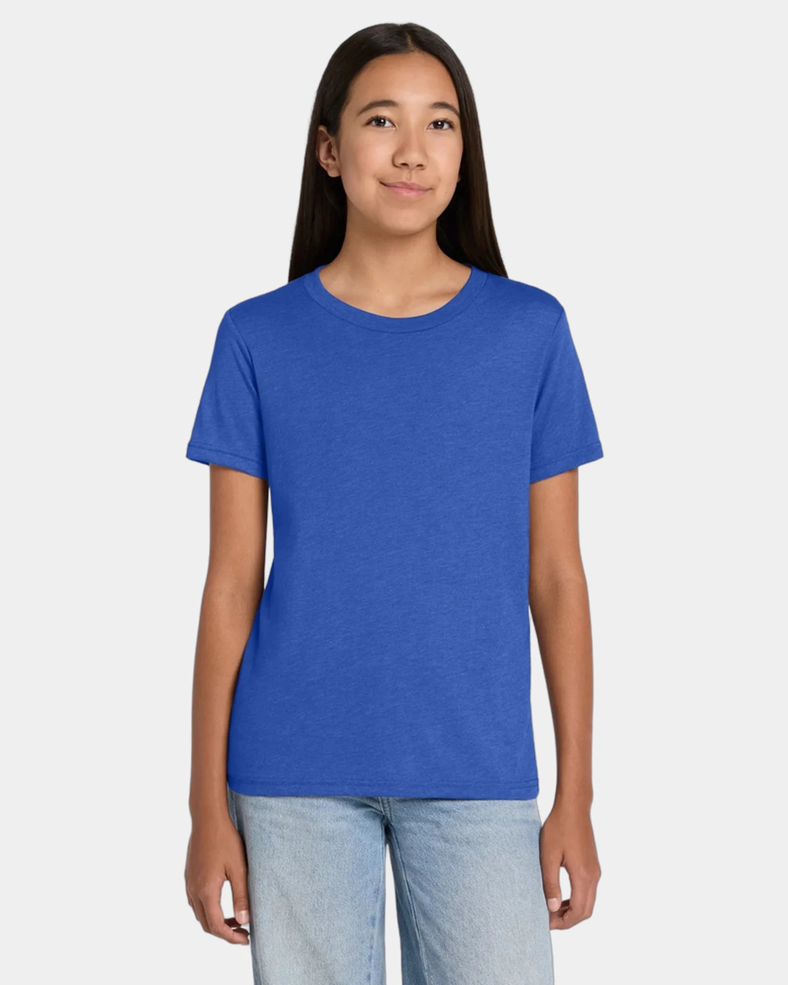 Custom heather CVC youth tee for kids promotions - Heather True Royal