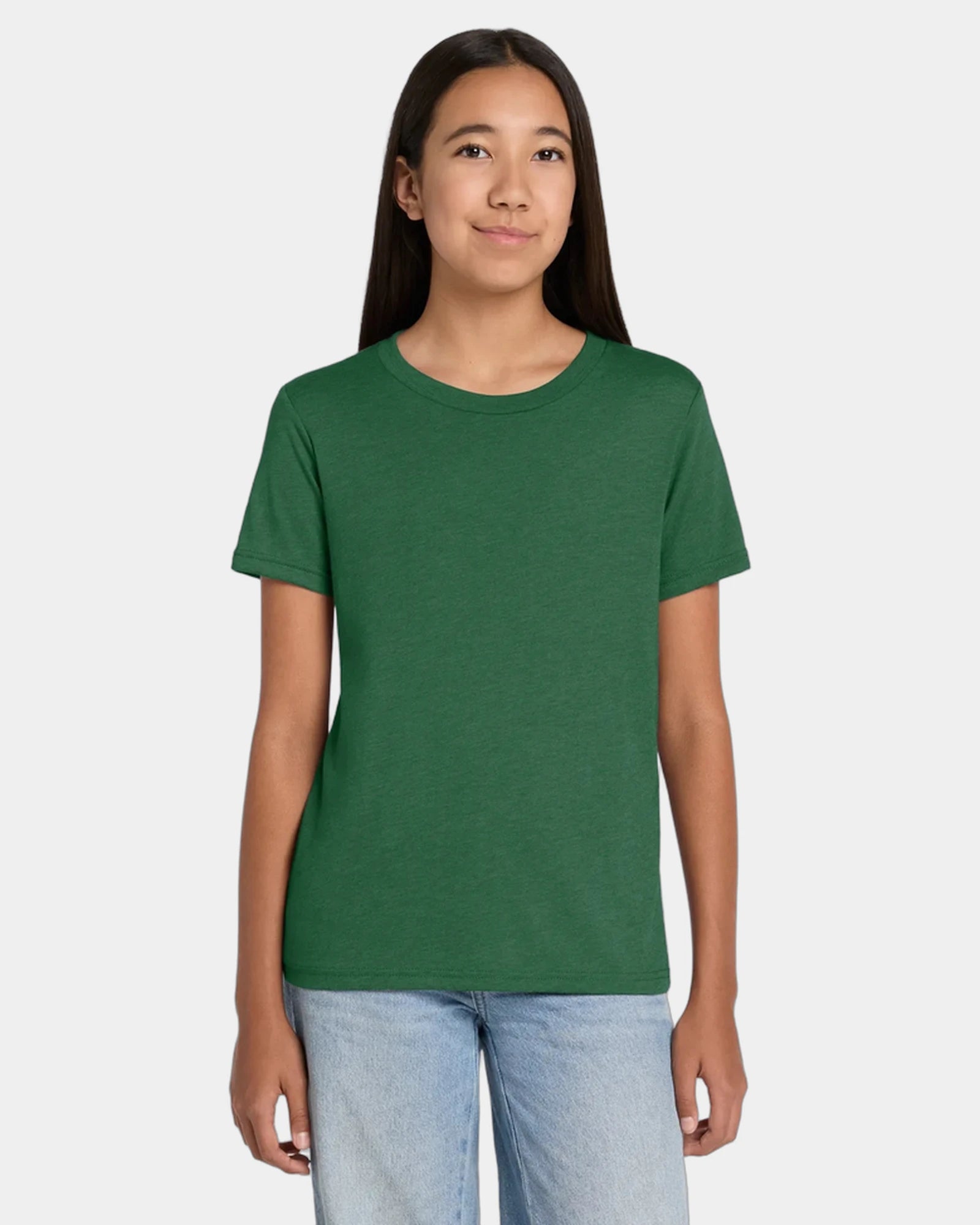 Custom heather CVC youth tee for kids promotions - Heather Grass Green