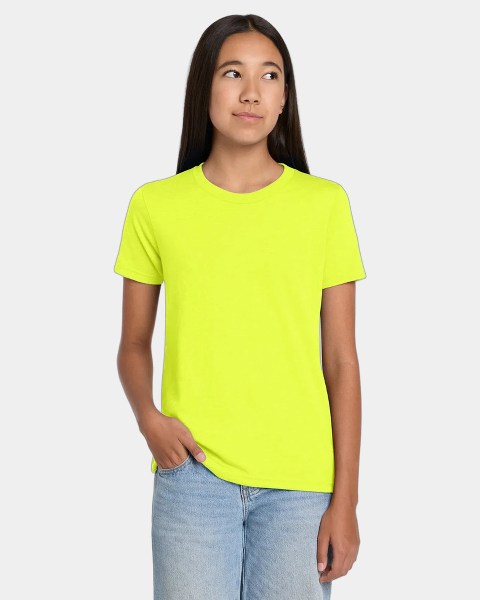 Custom heather CVC youth tee for kids promotions - Neon Yellow